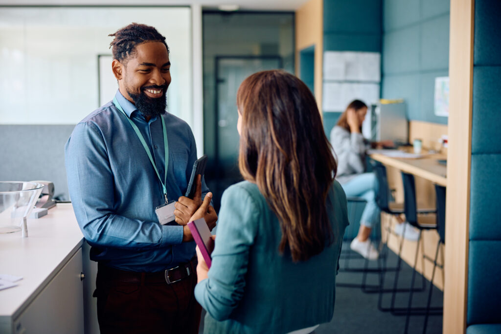 New hire at his first job in marketing